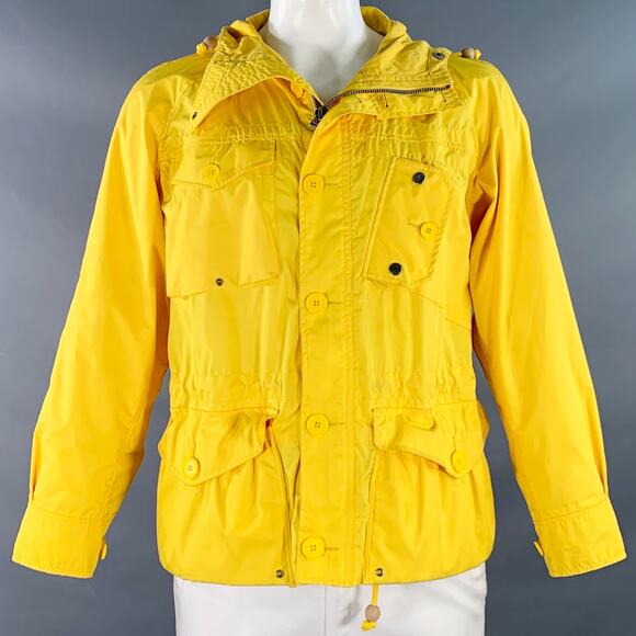 RALPH LAUREN Size L Yellow Polyester Hooded Utility Jacket - Picture 1 of 13